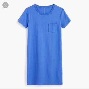 Blue Jcrew Garment-Dyed Pocket T-shirt Dress